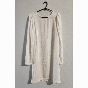 Velvet by Graham & Spencer Aggie Dress Ivory shimmer mini viscose silk small